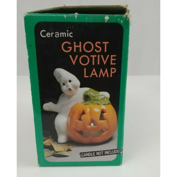 Vtg Robert Alan Candle Company 5" Tall Ghost Votive Lamp In Original Box #80023 - Picture 2 of 11